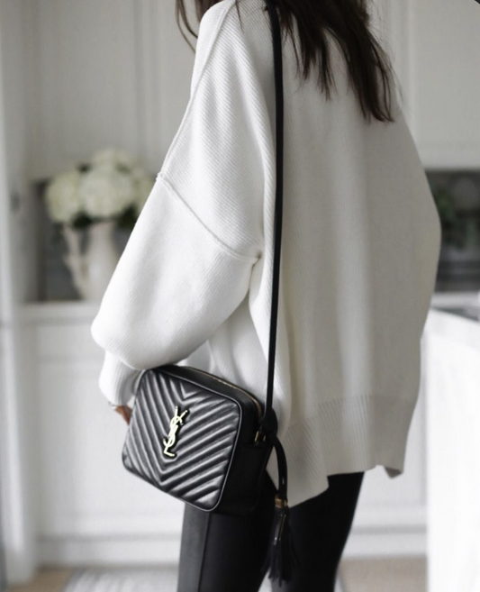 Classic Quilted Camera Bag | Black Leather with Gold Hardware