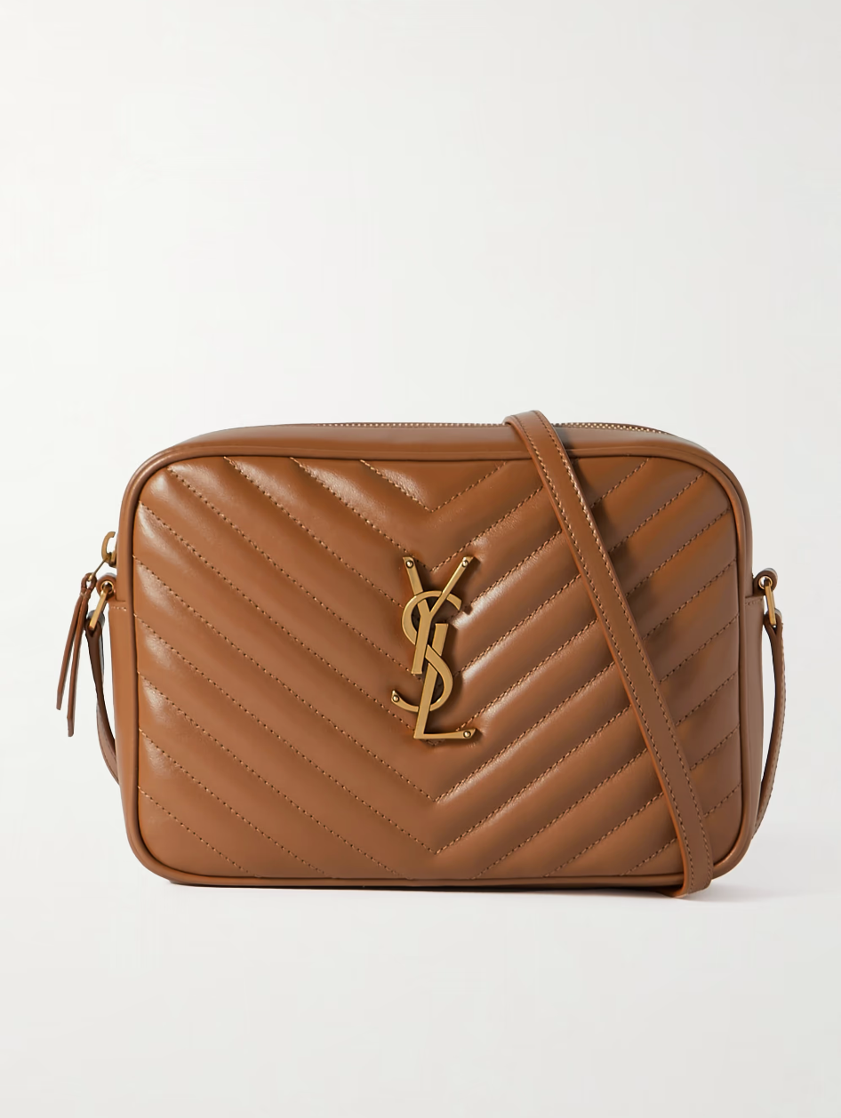 The Luxe Chevron Camera Bag - Tan / Camel