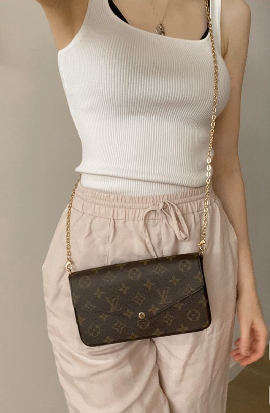 Classic 3-in-1 Chain Wallet | Monogram Pattern Crossbody Set