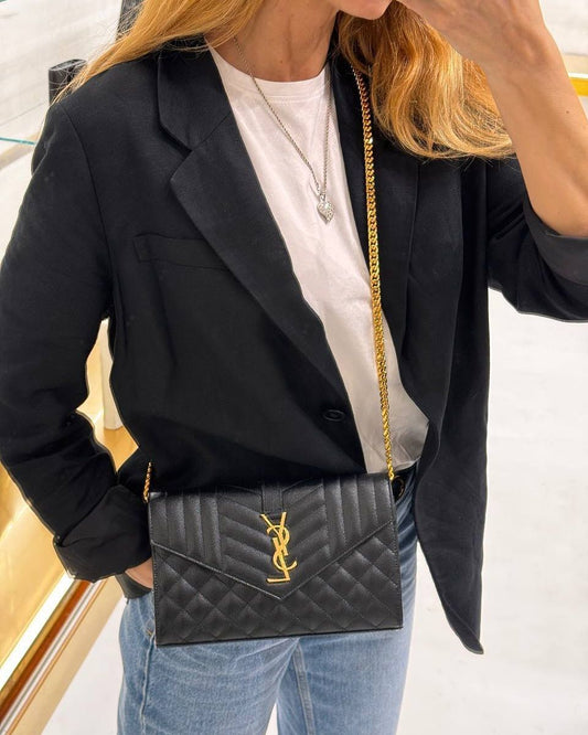 The Envelope Medium Bag - Black Grain Leather | The Corporate Icon