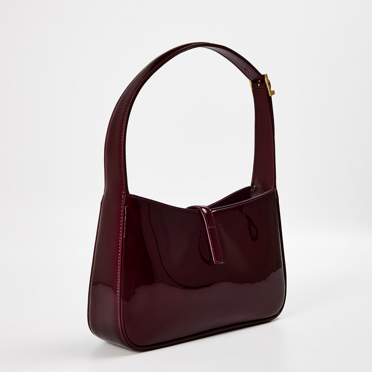 The Patent Hobo Bag - Burgundy / Wine