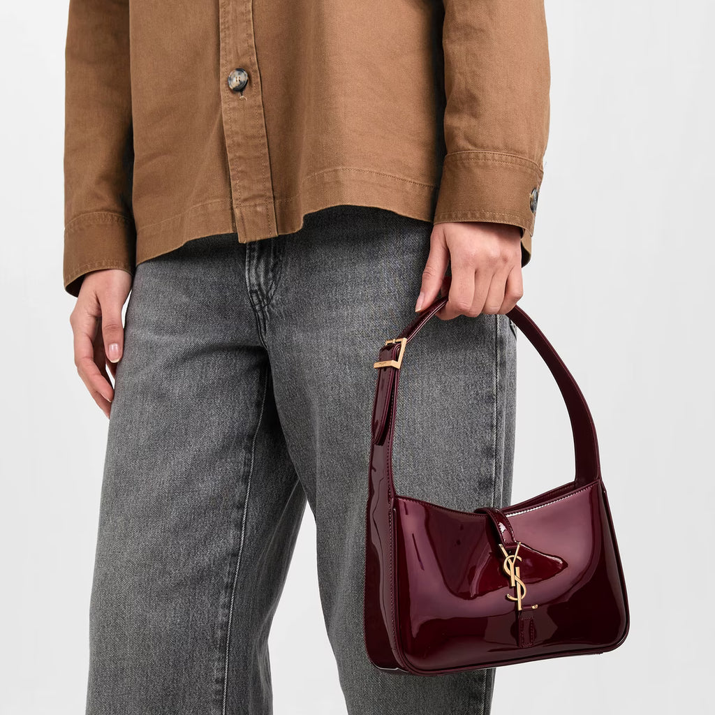 The Patent Hobo Bag - Burgundy / Wine