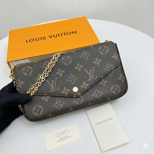 Classic 3-in-1 Chain Wallet | Monogram Pattern Crossbody Set