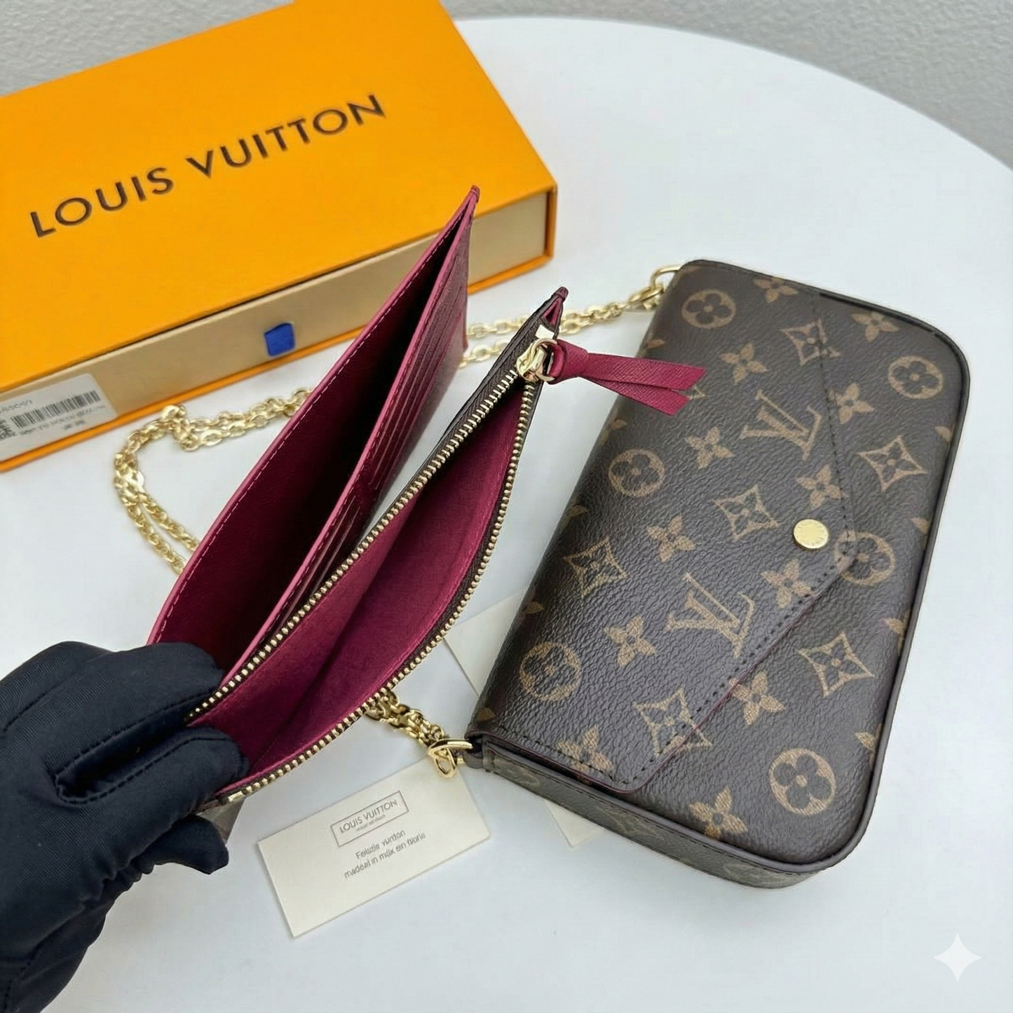 Classic 3-in-1 Chain Wallet | Monogram Pattern Crossbody Set