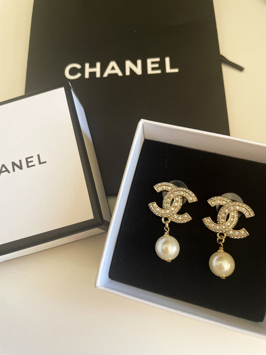 The Classic Pearl Drop Earrings - Gold & Crystal | The Parisian Detail
