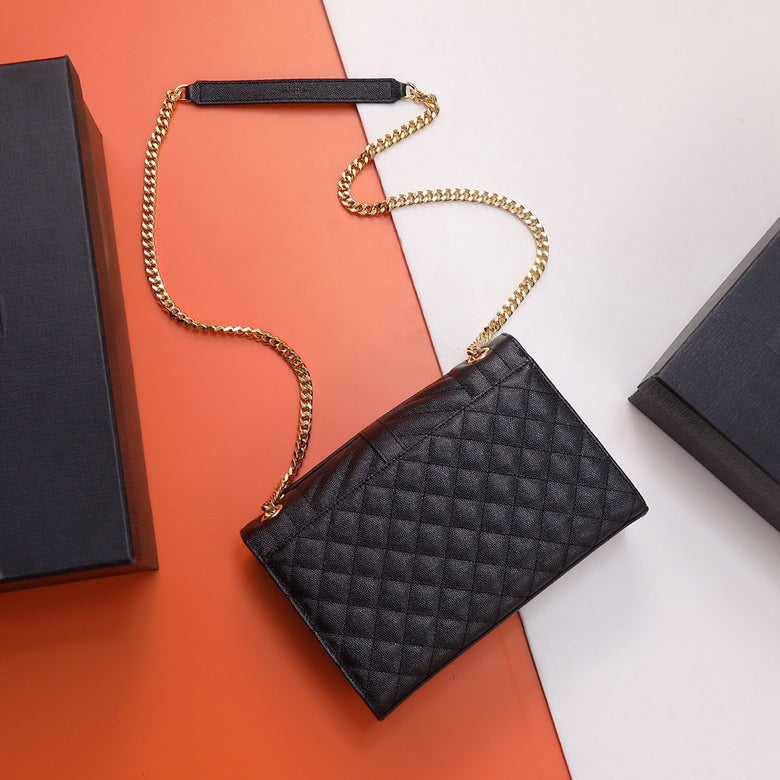 The Envelope Medium Bag - Black Grain Leather | The Corporate Icon