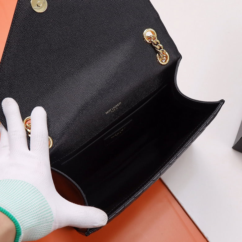 The Envelope Medium Bag - Black Grain Leather | The Corporate Icon