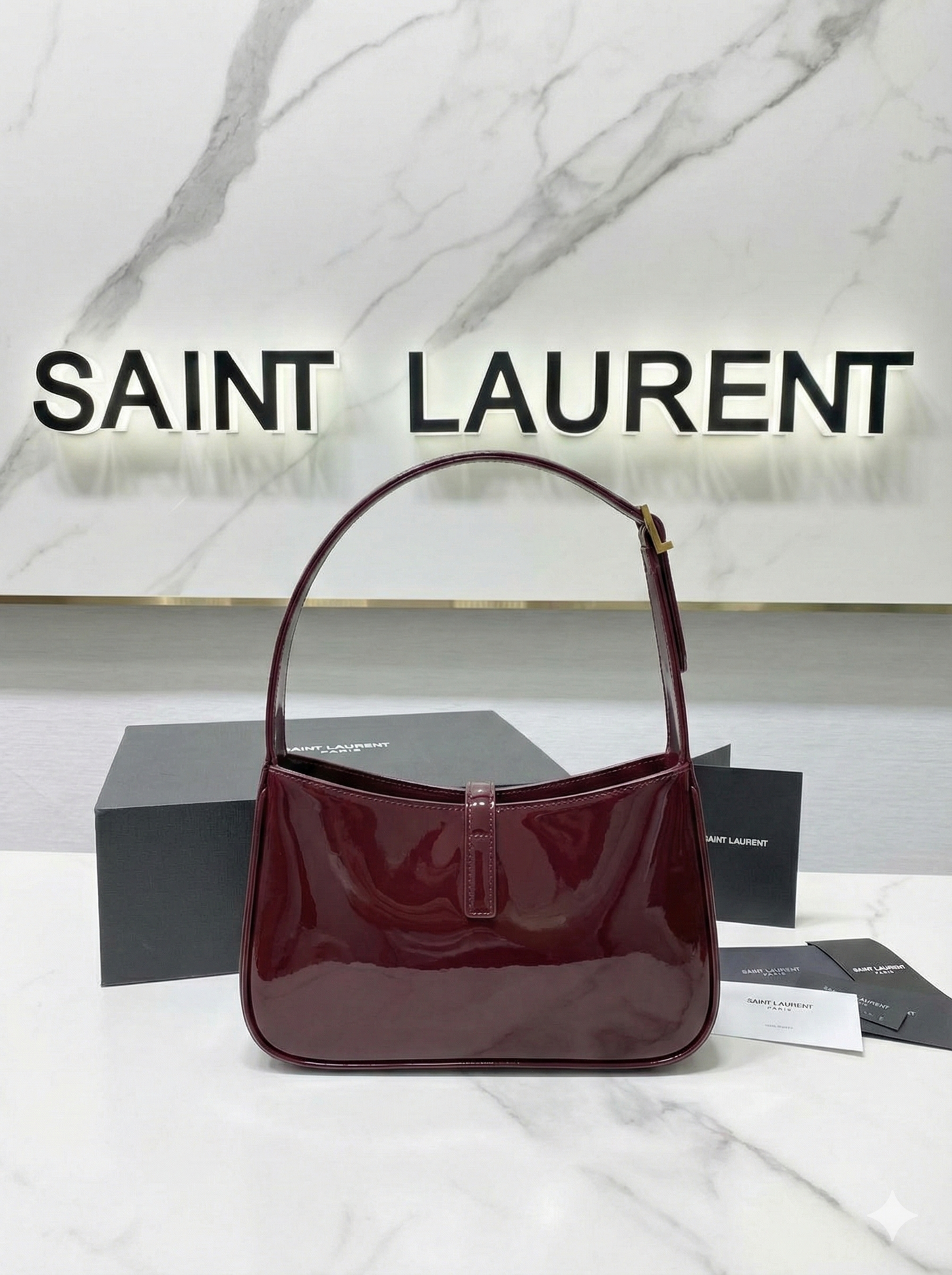 The Le 5 à 7 Hobo - Burgundy Patent | The Viral Icon