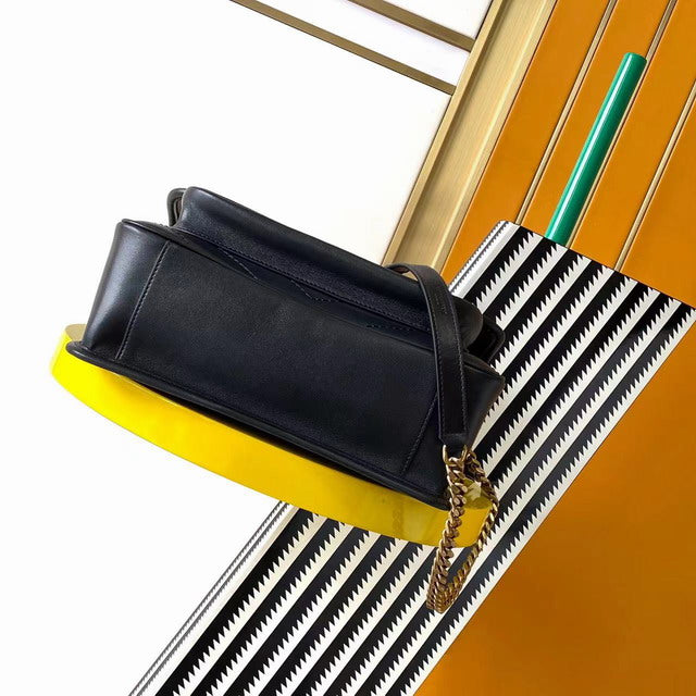 The Niki Medium Chain Bag - Black Vintage Leather | The Rock Chic Icon