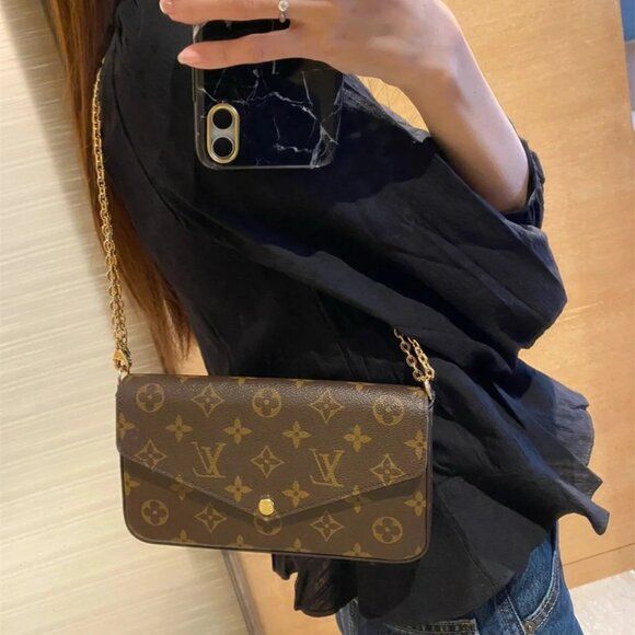 Classic 3-in-1 Chain Wallet | Monogram Pattern Crossbody Set