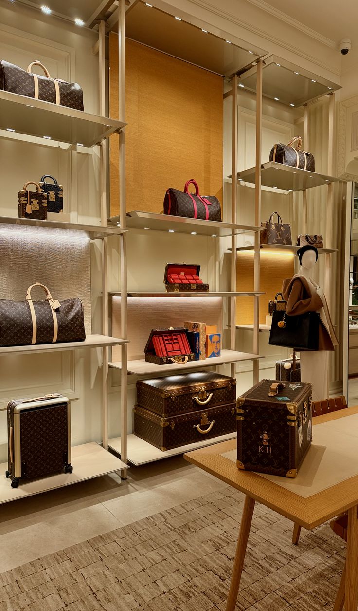 Display of luggage and bags in a store setting