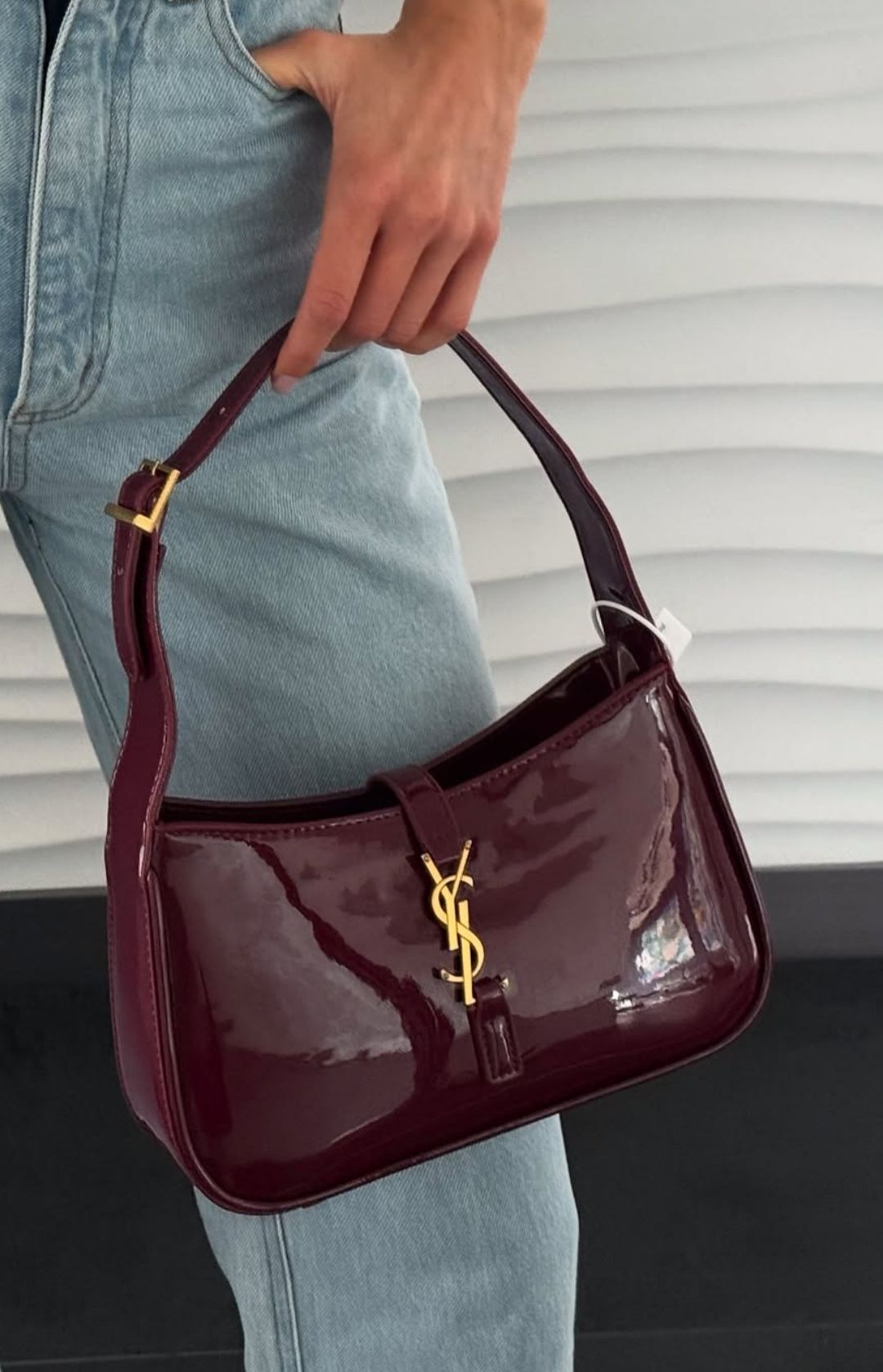 The Patent Hobo Bag - Burgundy / Wine
